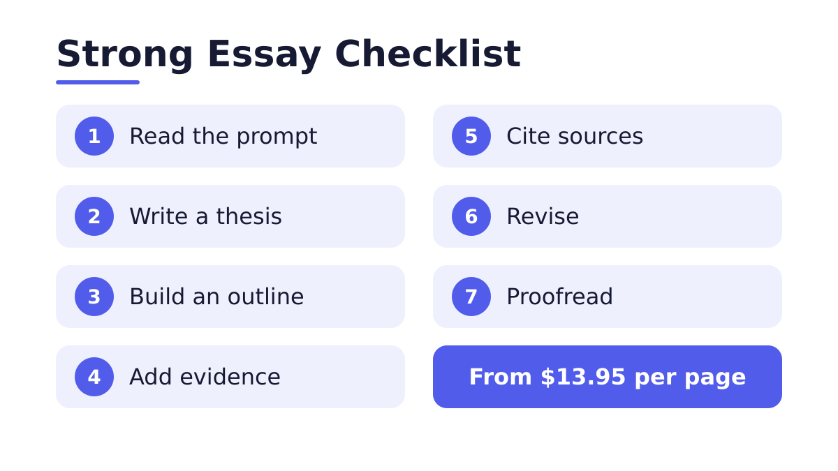 Essay Writing Service checklist for a strong essay