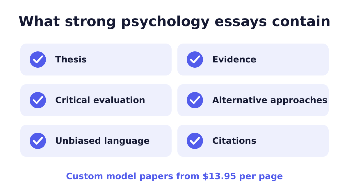 Best Psychology Essays paper writers. 1 Checklist of what strong Psychology Essays contain