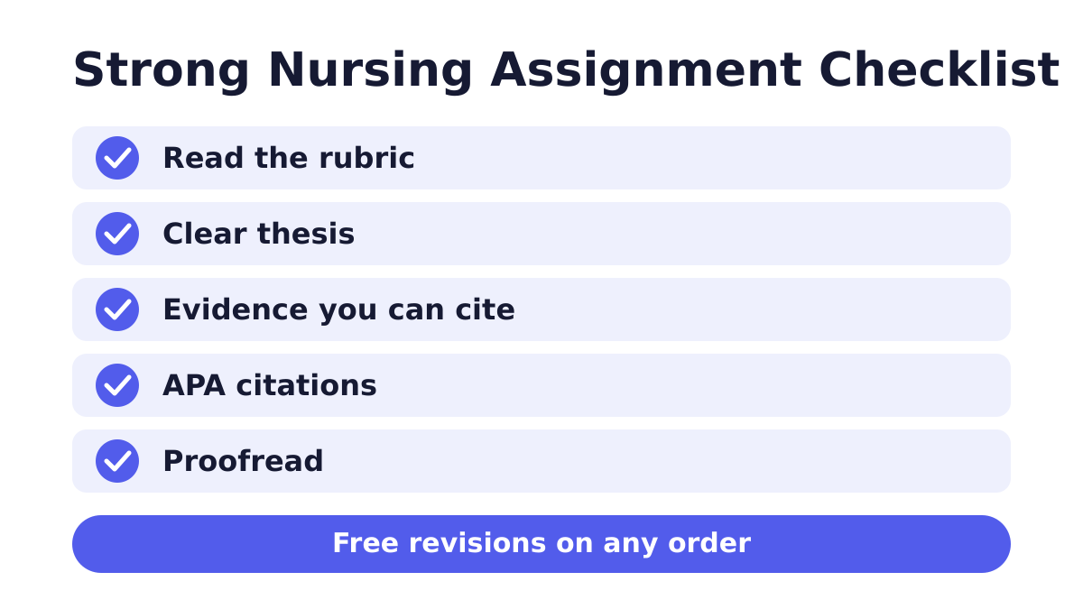 Best Nursing Assignment Help 3 Nursing assignment help checklist for a strong paper
