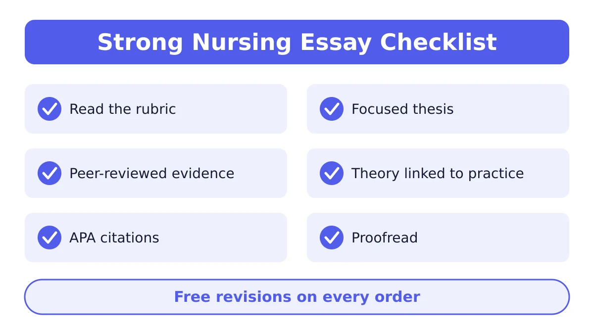 Nursing Essay Writing Service 3 Checklist for a nursing essay from our nursing essay writing service