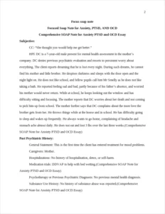 Comprehensive SOAP Note for Anxiety PTSD and OCD Essay – page 2