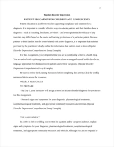 Bipolar Disorder Depression Comprehensive Essay Example – page 2