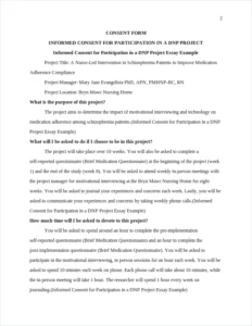 Informed Consent for Participation in a DNP Project Essay Example – page 2