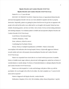 Bipolar Disorder and Conduct Disorder SOAP Note Essay – page 2