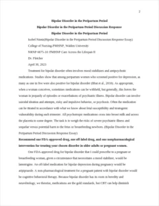 Bipolar Disorder in the Peripartum Period Discussion Response Essay – page 2
