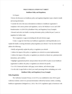 Healthare Policy and Regulatory Essay Example – page 2