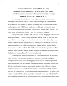Nursing Certification and Licensure Plan in New Jersey Essay Example – page 2