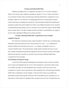Nursing Leadership Health Policy Comprehensive Essay Example – page 2
