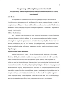 Pathophysiology and Nursing Management of Client Health Comprehensive Nursing Paper Example – page 2
