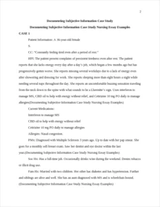 Documenting Subjective Information Case Study Nursing Essay Examples – page 2