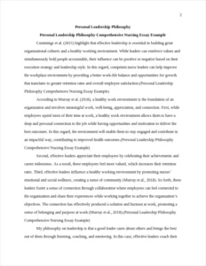 Personal Leadership Philosophy Comprehensive Nursing Essay Example – page 2