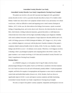 Generalized Anxiety Disorder Case Study Comprehensive Nursing Essay Example – page 2