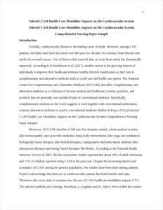 Selected CAM Health Care Modalities Impacts on the Cardiovascular System Comprehensive Nursing Paper Sample – page 2