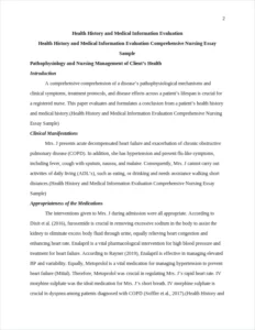 Health History and Medical Information Evaluation Comprehensive Nursing Essay Sample – page 2