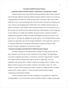 Community Health Promotion Program Comprehensive Nursing Paper Example – page 2