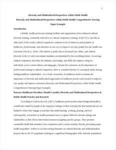 Diversity and Multicultural Perspectives within Public Health Comprehensive Nursing Paper Example – page 2