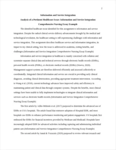 Information and Service Integration Comprehensive Nursing Essay Example – page 2