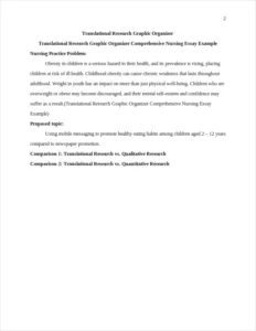 Translational Research Graphic Organizer Comprehensive Nursing Essay Example – page 2