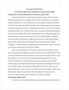 Case Study on Moral Status Comprehensive Nursing Essay Example – page 2