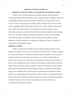 Application of Statistics in Health Care Comprehensive Nursing Paper Example – page 2