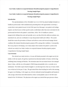 Case Study Analysis on suspected immune thrombocytopenic purpura Comprehensive Nursing Sample Paper – page 2