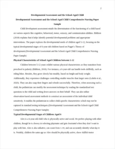Developmental Assessment and the School-Aged Child Comprehensive Nursing Paper Sample – page 2