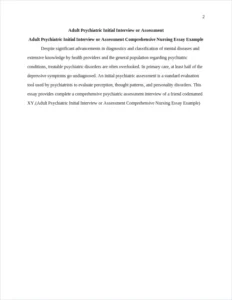 Adult Psychiatric Initial Interview or Assessment Comprehensive Nursing Essay Example – page 2