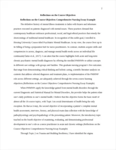 Reflections on the Course Objectives Comprehensive Nursing Essay Example – page 2