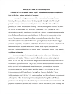 Applying an Ethical Decision-Making Model Comprehensive Nursing Essay Example – page 2