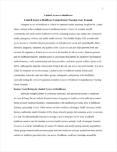 Limited Access to Healthcare Comprehensive Nursing Essay Example – page 2