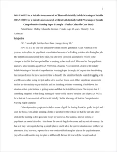 SOAP NOTE for a Suicide Assessment of a Client with Initially Subtle Warnings of Suicide Comprehensive Nursing Paper Example – page 2