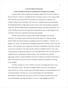 Levels of Evidence in Research Comprehensive Nursing Essay Example – page 2