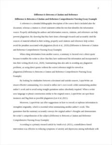 Difference is Between a Citation and Reference Comprehensive Nursing Essay Example – page 2