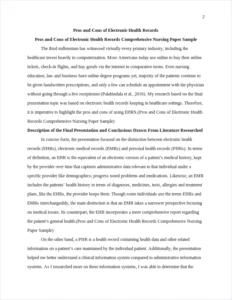 Pros and Cons of Electronic Health Records Comprehensive Nursing Paper Sample – page 2