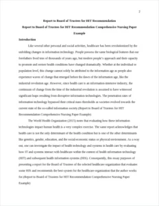 Report to Board of Trustees for HIT Recommendation Comprehensive Nursing Paper Example – page 2