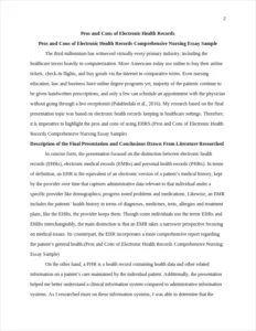 Pros and Cons of Electronic Health Records Comprehensive Nursing Essay Sample – page 2