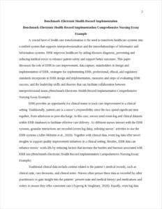 Benchmark-Electronic Health Record Implementation Comprehensive Nursing Essay Example – page 2