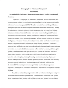 Leveraging BI for Performance Management Comprehensive Nursing Essay Example – page 2