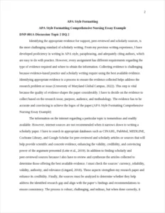 APA Style Formatting Comprehensive Nursing Essay Example – page 2