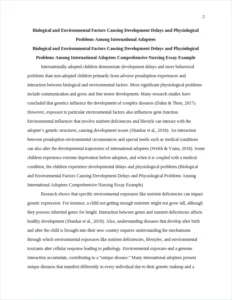 Biological and Environmental Factors Causing Development Delays and Physiological Problems Among International Adoptees Comprehensive Nursing Essay Example – page 2