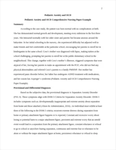 Pediatric Anxiety and OCD Comprehensive Nursing Paper Example – page 2