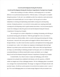 Growth and Development During the Practicum Comprehensive Nursing Essay Example – page 2