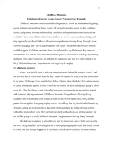 Childhood Memories Comprehensive Nursing Essay Example – page 2