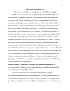 Reflection on Mental Disorders Comprehensive Nursing Essay Example – page 2