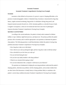 Insomnia Treatment Comprehensive Nursing Essay Example – page 2