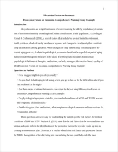 Discussion Forum on Insomnia-Comprehensive Nursing Essay Example – page 2