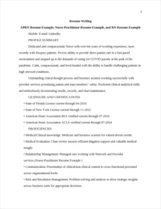 APRN Resume Example โ page 2