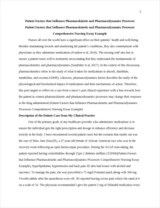 Patient Factors that Influence Pharmacokinetic and Pharmacodynamics Processes Comprehensive Nursing Essay Example – page 2